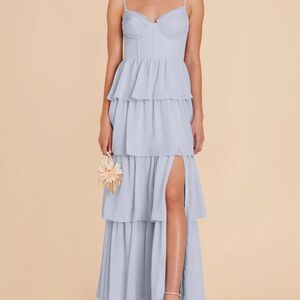 Birdie Grey - lola Powder Blue Tiered Maxi Dress with Sweetheart Bodice